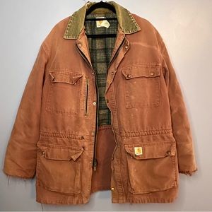 Vintage 90s Carhartt Jacket XL Purple/red Workwear Distressed Barn Coat WORN IN